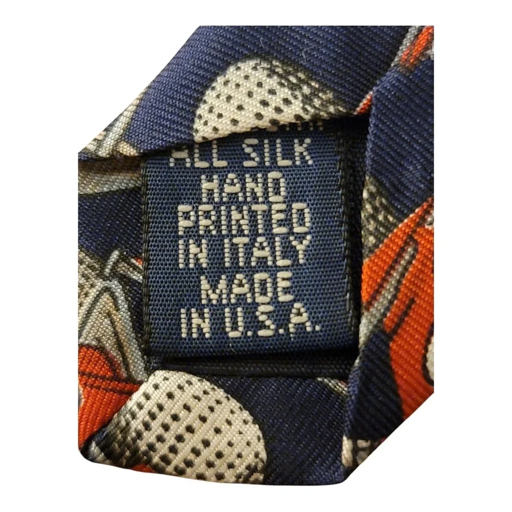 Harken Ltd Mens All Silk Hand Printed Golf Clubs Flags‎ Tie Made in USA 58